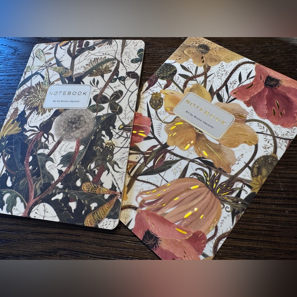 Set of 2 Gorgeous Gold Foil Detailed Soft Touch Notebook Journals - lovely gift!